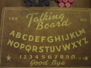 Antique Ouija Board,  Checker Board On Back,  Wooden Checkers