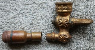 10 Antique Ornate Brass Gas Shutoff Valves,  Nozzles for Light,  Heater,  Stove 3