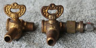 10 Antique Ornate Brass Gas Shutoff Valves,  Nozzles for Light,  Heater,  Stove 5