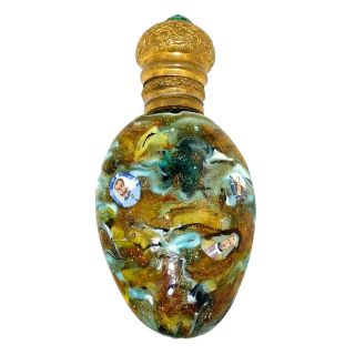 (1790) Venetian Glass Perfume Bottle With Murrina 19th Century
