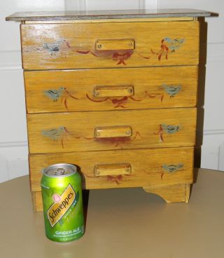 Antique Primitive Folk Tramp Art Hand Made From Wood Crates Doll Childs Dresser