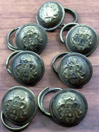 7 Antique Authentic U.  S.  Civil War Gar Uniform Small Brass Buttons