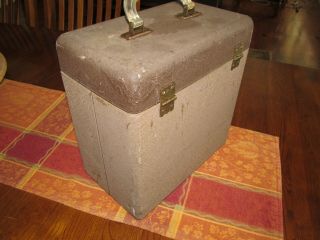 ANTIQUE 78 RPM CARRYING CASE METAL TWO - TONE LATE 1940s L@@K 2