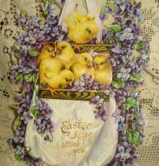 Antique Victorian Diecut EASTER CARD Large 9 