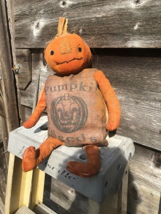 Primitive Halloween Fall Pumpkin Doll Thompkins