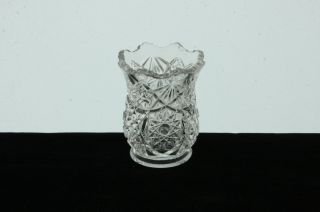Antique Fostoria Clear Glass Brazilian Pattern Toothpick Holder Eapg