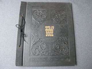 Antique Embossed Black Scrapbook Cover With 12 Blank Sheets Album 12x10 Inches