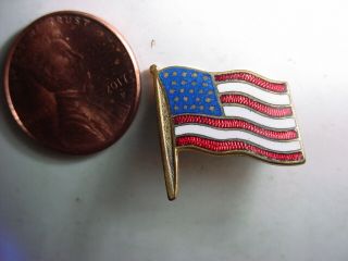 Vintage Antique Patriotic U.  S.  American 23 Star Flag Pin Enamel Brass
