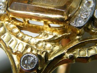 Antique - 18ct Gold/Diamond/Topaz Coat Of Arms Intaglio Marquise Ring - circa 1920 ' s 5