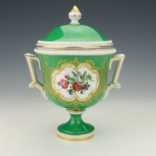 Antique Dresden Porcelain - Hand Painted Flowers Covered Vase - Lovely