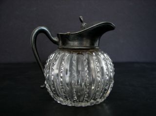 Antique Abp American Brilliant Cut Glass Crystal Syrup Jug With Hinged Lid