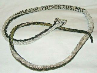 Antique Turkish Prisoner Of War 1918 Beadwork Snake Seedbead Souvenir Trench Art