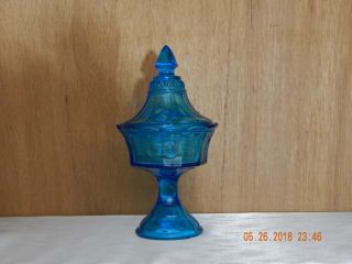 Rare Antique 1907 Northwood Glass Blue Strawberry & Covered Compote