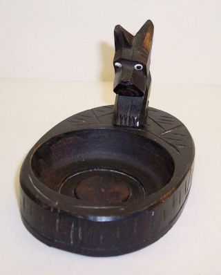Vintage CARVED WOOD Wooden SCOTTIE DOG Bookends/Trinket Dish/Figure BLACK FOREST 8