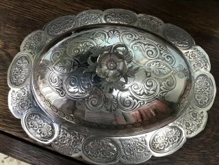 Silver Plate Lidded Serving Dish/ Condiment Dish With Glass Liner 2