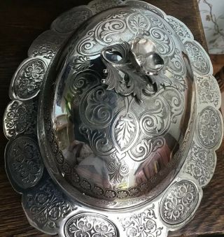 Silver Plate Lidded Serving Dish/ Condiment Dish With Glass Liner 4