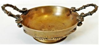 Antique French Bronze Handled Bowl By Barbedienne Paris Wheat Motif Signed 1890