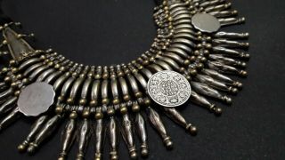 Antique Nepalese Tribal Jewelry Bana Tharu Kanthshri Brass Alloy Silver Necklace 2