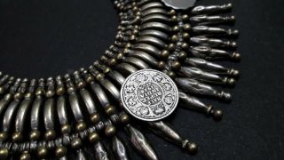 Antique Nepalese Tribal Jewelry Bana Tharu Kanthshri Brass Alloy Silver Necklace 3