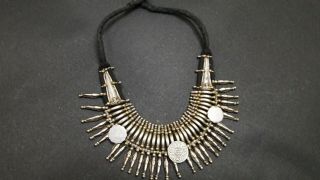 Antique Nepalese Tribal Jewelry Bana Tharu Kanthshri Brass Alloy Silver Necklace 4