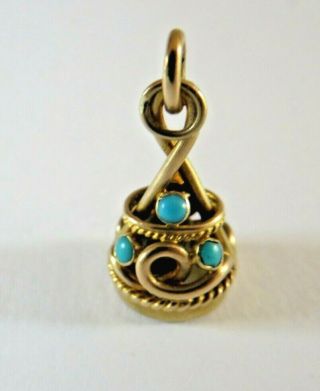 Antique Victorian 18 Carat Gold & Turquoise Ornate Pocket Watch Fob Seal