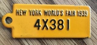 Antique 1939 York Worlds Fair Goodrich Tires License Plate Key Fob