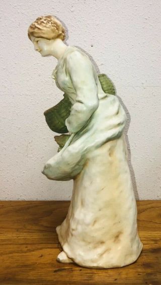 Antique Sculpture Lady w Basket 16 