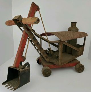 Antique Keystone Pressed Steel Steam Shovel Large Construction Toy Junk Yard