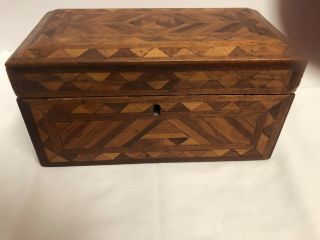 Antique Inlaid Wooden Box Victorian Unique