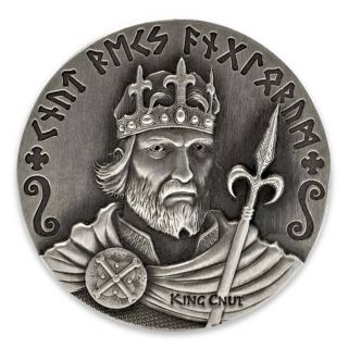 King Cnut 2 Oz Silver Coin 2$ Niue 2015 Vikings Proof Antiqued