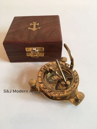 Sundial Compass Vintage Brass Nautical 4 " Marine Compasses Steampunk Retro Old