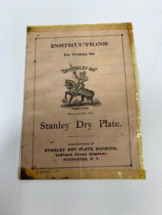 Antique Stanley Dry Plate Eastman Kodak Instructions Photography C5