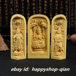 3.  9 " Chinese Box - Wood Hand Carved 1000 Arms Kwan - Yin Goddess Guan Yu Vedda Statue