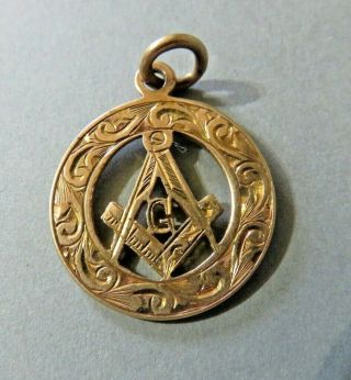 Antique Edwardian 9ct Gold Masonic Pocket Watch Fob Charm Bham 1904