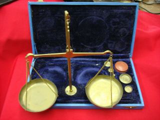 Fine Solid Brass Antique Style Balance Gram Weight Scale Pharmacy Gold Etc.