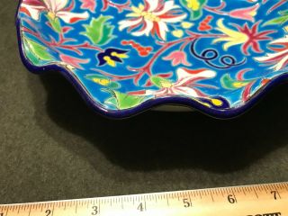 Antique French Emaux De Longwy Enameled Cloisonne Footed Bowl Majolica 2
