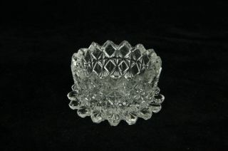 Antique Clear Glass Fine Cut & Block Pattern King Glass Eapg Open Salt Cellar Di