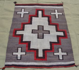 Antique Native American Navajo Indian Wool Rug Hand Woven 3 