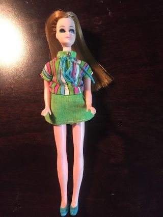 Vintage Topper Dawn Doll Dancing Dawn Green Striped Mini Dress Rare H11a