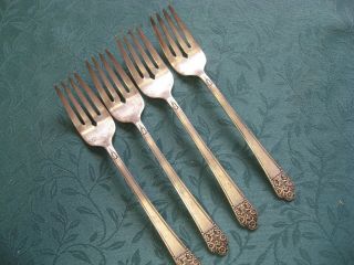 Anchor Rogers Silverplate Salad/dessert Forks Set Of 4 Precious 1941