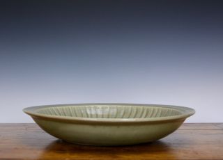 Large Antique Chinese Ming Longquan Celadon Glaze Molded Fish Porcelain Plate 9