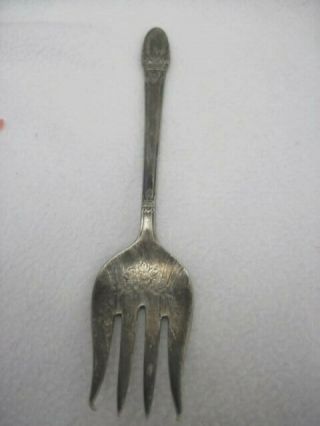 1937 Rogers Bros First Love Silver Plate Pickle Fork 6 1/4 " Long
