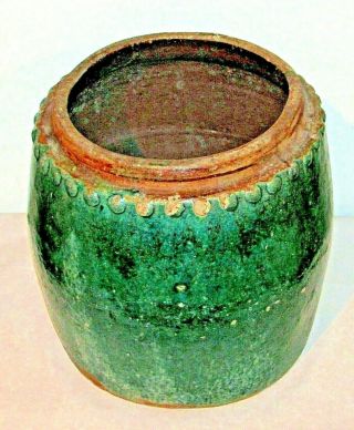 Chinese Qing Crackle Glaze Ceramic Grain Pot Large C.  1850 - 1899 / 12 " H X 10.  5 " D