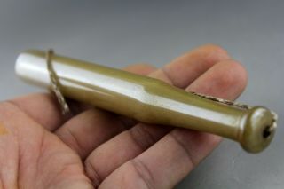 5.  2  China old Jade Chinese hand - carved jade smoke pipe Tobacco pipe 0416 5