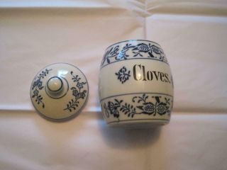 Antique German Porcelain Spice Jar & Cover Blue Onion Cloves Gc For It 