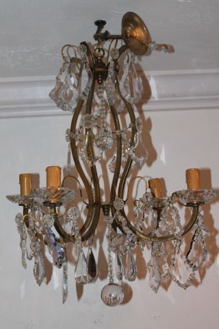FRENCH LOUIS XV style BACCARAT CRYSTAL - BRONZE CAGE FRAME 19thc CHANDELIER 2