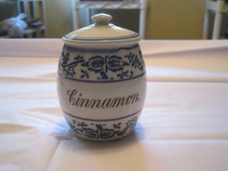 Antique German Porcelain Spice Jar & Cover Blue Onion Cinnamon G.  M.  T.  & Bro GC 3