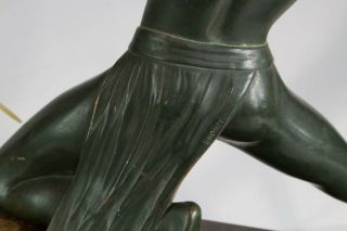 1930 ART DECO BRONZE STATUE SCULPTURE ARCHER AND PANTHER BY HUGONNET.  SIGNED 9