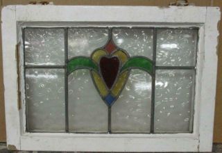 Midsize Old English Leaded Stained Glass Window Abstract Heart 23.  5 " X 16.  25 "