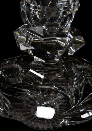 RARE ANTIQUE SUPERIOR HEAVY 20” SIGNED HAWKES GRAVIC TALL CUT GLASS IRIS VASE 5